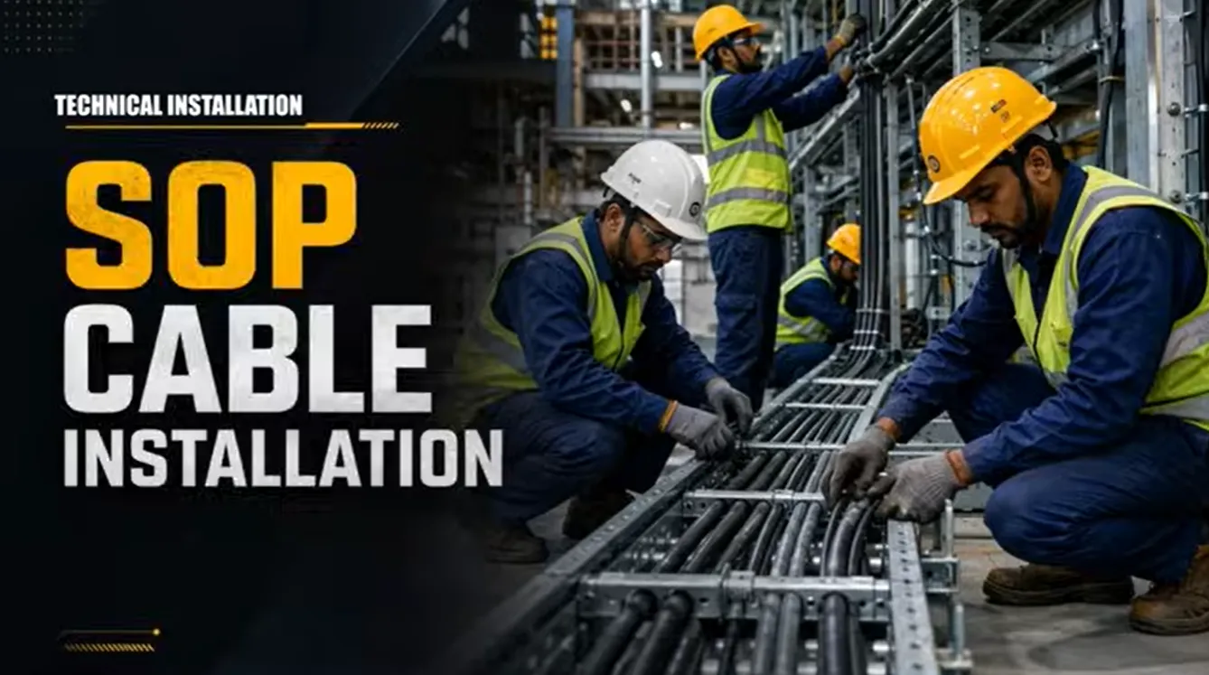 Technicians Performing Industrial Cable Installation Following Standard Operating Procedures