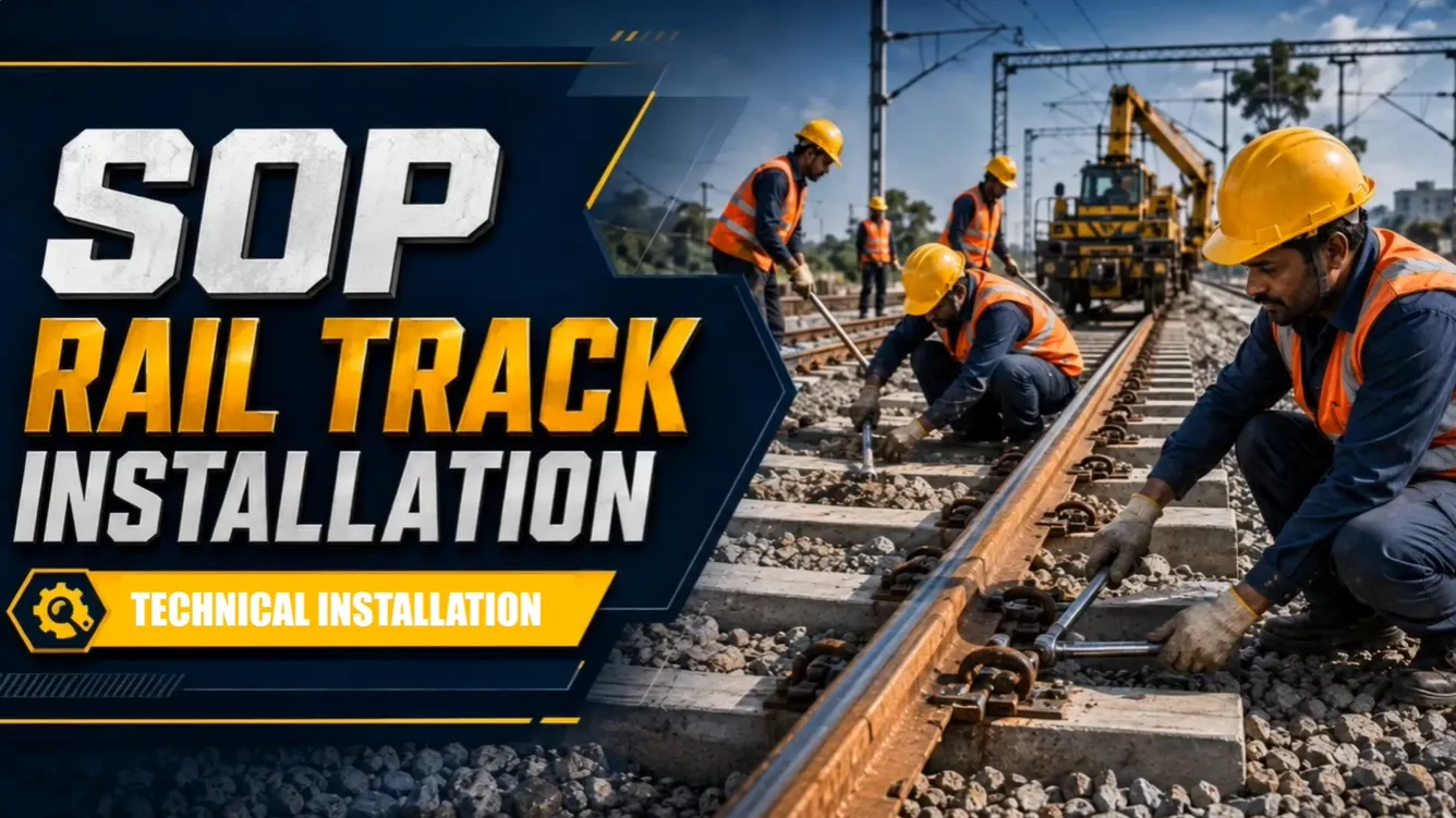 Railway Workers Performing Rail Track Installation Following Standard Operating Procedures