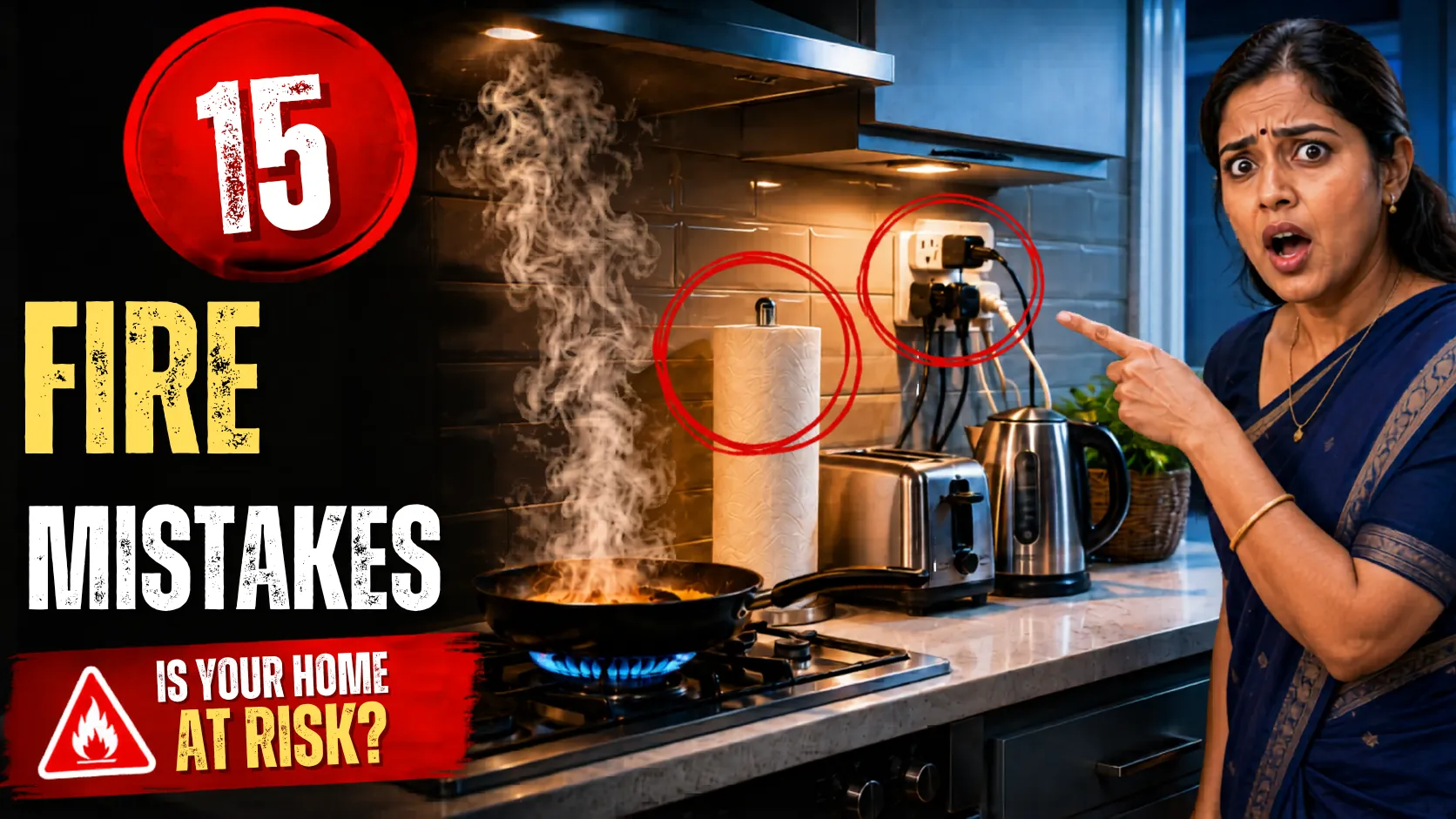 Fire Safety Mistakes At Home Including Kitchen Fire Risks And Electrical Hazards