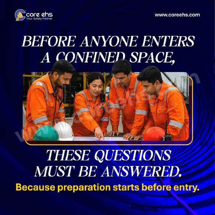 Workers Reviewing Entry Plans Before Confined Space Safety Work Begins