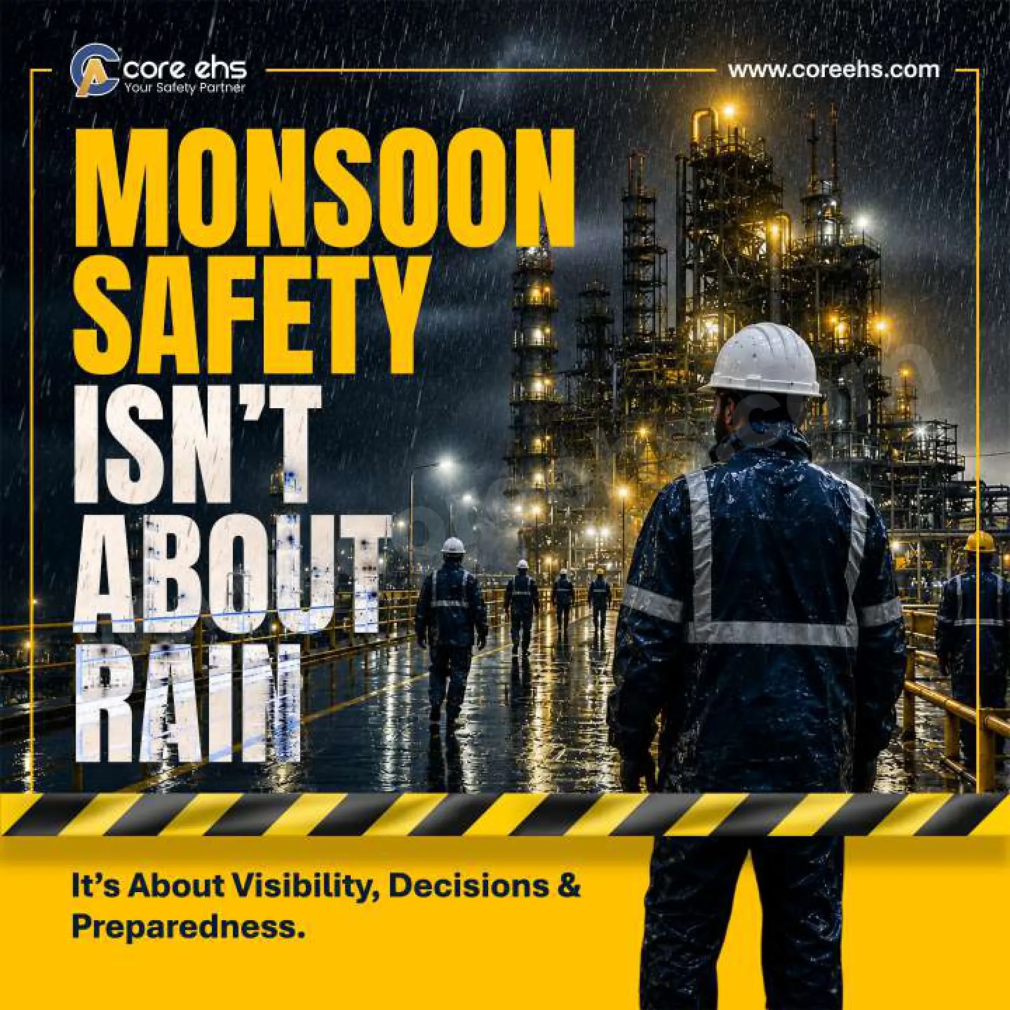 Monsoon Safety Awareness For Industrial Workplaces Focused On Visibility And Preparedness