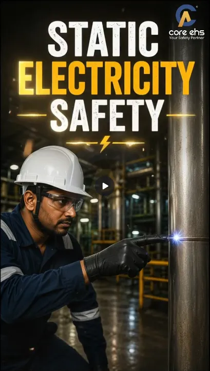 Worker Demonstrating Static Electricity Safety In Industrial Workplace